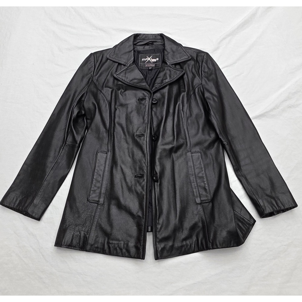 Wilsons Maxima Women's 100% Leather Button‎ Down Jacket Size Large